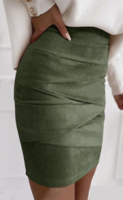 Γυναικεία βελούδινη φούστα А5367 σκούρο πράσινο