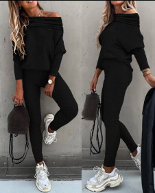 Γυναικείο σετ κολάν και μπλούζα K5957 μαύρο