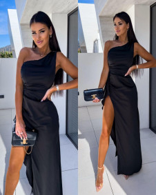 Γυναικείο φόρεμα με σκίσιμο K36509 μαύρο