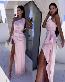 Γυναικείο φόρεμα με σκίσιμο K36509 ροζ
