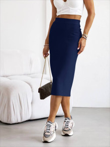 Γυναικεία ελαστική φούστα A98031 σκούρο μπλε