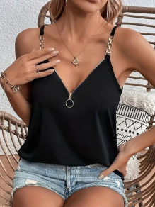 Γυναικείο αμάνικο μπλουζάκι με μεταλλικές λεπτομέρεις 7771128 μαύρο