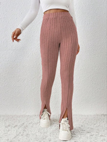 Γυναικείο casual παντελόνι με σκισίματα 13418 πούδρα