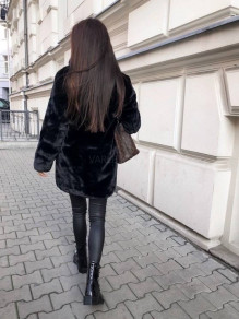 Γυναικείο αφράτο παλτό K21131 μαύρο