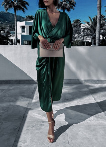 Γυναικείο φόρεμα σατέν E9111 πράσινο