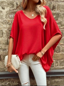 Γυναικεία ριχτή μπλούζα K5586 κόκκινο