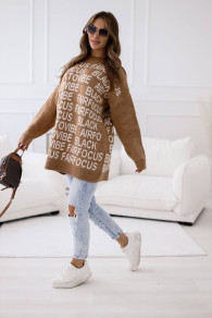 Γυναικείο εντυπωσιακό πουλόβερ BS0546 καμηλό