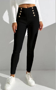 Γυναικείο παντελόνι με κουμπιά K99282 μαύρο