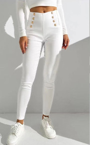 Γυναικείο παντελόνι με κουμπιά K99282 άσπρο