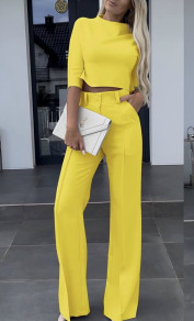 Γυναικείο σετ μπλούζα και παντελόνι A1270 κίτρινο