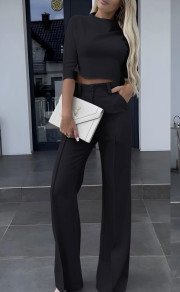 Γυναικείο σετ μπλούζα και παντελόνι A1270 μαύρο
