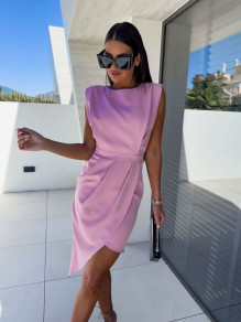Γυναικείο ασύμμετρο φόρεμα K6259 ροζ