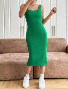 Γυναικείο ριπ φόρεμα με σκίσιμο 9701345 πράσινο