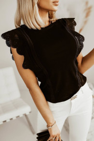 Γυναικεία μπλούζα με δαντέλα P5187 μαύρο