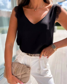 Γυναικεία μπλούζα με δαντέλα X6659 μαύρο