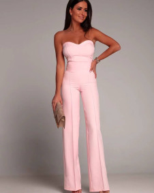 Γυναικεία κομψή  ολόσωμη φόρμα X6482 ροζ