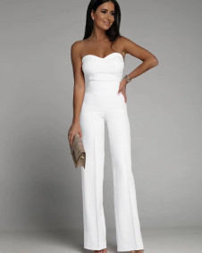 Γυναικεία κομψή  ολόσωμη φόρμα X6482 άσπρο