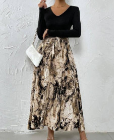 Γυναικείο μακρύ φόρεμα με print  H4064