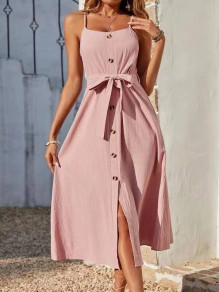 Γυναικείο μίντι φόρεμα X6505 ροζ