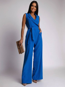 Γυναικεία κομψή  ολόσωμη φόρμα A0947 μπλε