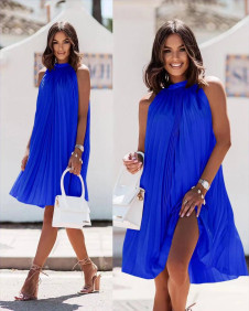 Γυναικείο κομψό σολέιγ φόρεμα X6530 μπλε