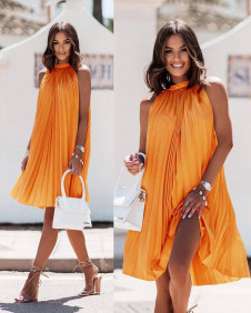 Γυναικείο κομψό σολέιγ φόρεμα X6530 πορτοκαλί