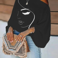 Γυναικεία εντυπωσιακή μπλούζα J20003 μαύρη