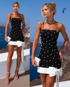 Γυναικείο κομψό φόρεμα με φιόγκο 691043 μαύρο