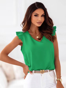 Γυναικείο αμάνικο μπλουζάκι με εντυπωσιακό μανίκι А0973 πράσινο