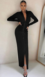 Γυναικείο μακρύ κομψό φόρεμα M7985 μαύρο