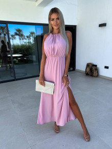Γυναικείο μακρύ φόρεμα A1006 ροζ