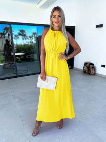 Γυναικείο μακρύ φόρεμα A1006 κίτρινο