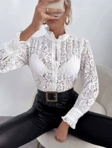 Γυναικείο πουκάμισο με δαντέλα 1135 άσπρο