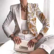Γυναικείο σακάκι με print 5652 άσπρο