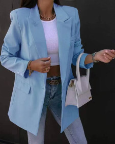 Γυναικείο κομψό σακάκι με φόδρα 6320 γαλάζιο