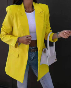 Γυναικείο κομψό σακάκι με φόδρα 6320 κίτρινο