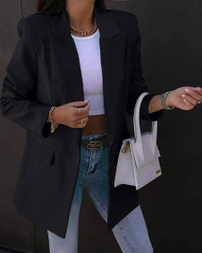 Γυναικείο κομψό σακάκι με φόδρα 6320 μαύρο