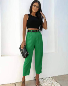 Γυναικείο παντελόνι με ζώνη 6321 πράσινο