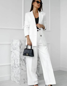 Γυναικείο σετ σακάκι-παντελόνι 6356 άσπρο