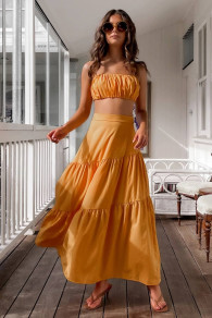 Γυναικείο σετ φούστα τοπάκι 6394 πορτοκαλί