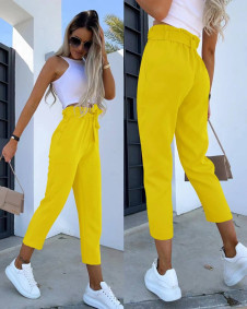 Γυναικείο παντελόνι με τσέπες 6443 κίτρινο