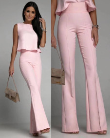 Γυναικείο σετ τοπάκι και παντελόνι 6454 ροζ