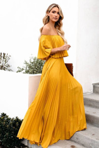 Γυναικείο εντυπωσιακό σολειγ φόρεμα 3575 κίτρινο