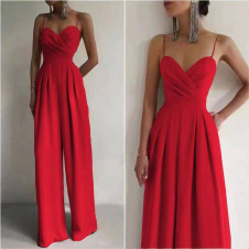 Γυναικεία λινή ολόσωμη φόρμα 4546 κόκκινο