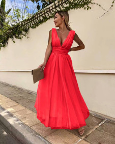 Γυναικείο φόρεμα με τούλι 22164 κόκκινο