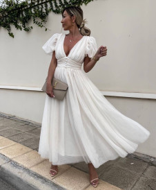 Γυναικείο φόρεμα με τούλι 1507 άσπρο