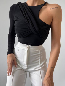 Γυναικείο κορμάκι  με ένα μανίκι NL3452 μαύρο
