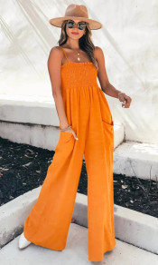 Γυναικεία χαλαρή ολόσωμη φόρμα με τσέπες 6511 πορτοκαλί
