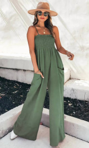 Γυναικεία χαλαρή ολόσωμη φόρμα με τσέπες 6511 σκούρο πράσινο