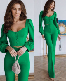 Γυναικείο σετ-μπλούζα και παντελόνι A0831 πράσινο